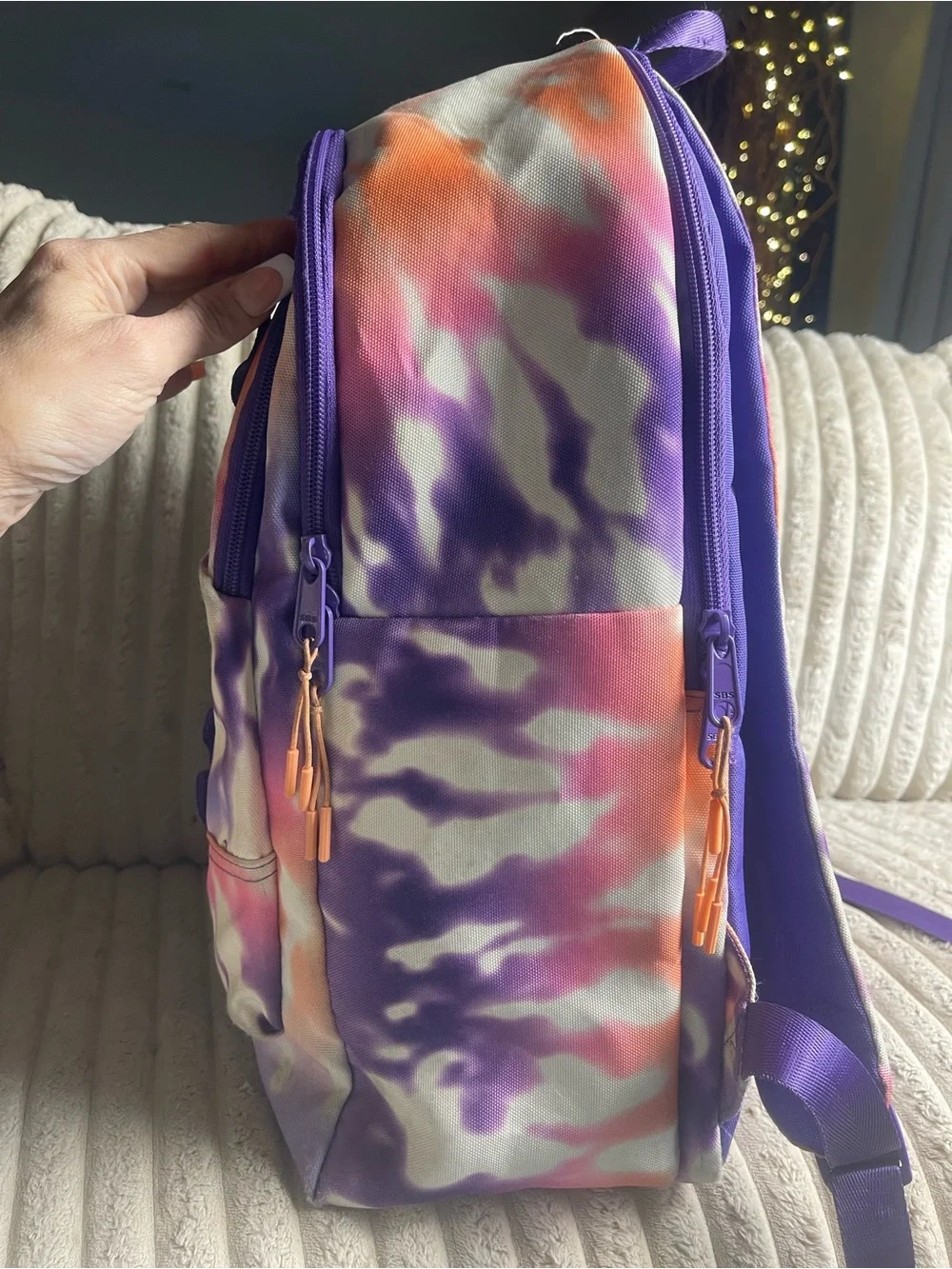 Purple & Pink Tie-Dye Canvas Backpack - Unbranded
